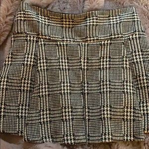 black and white checked skirt